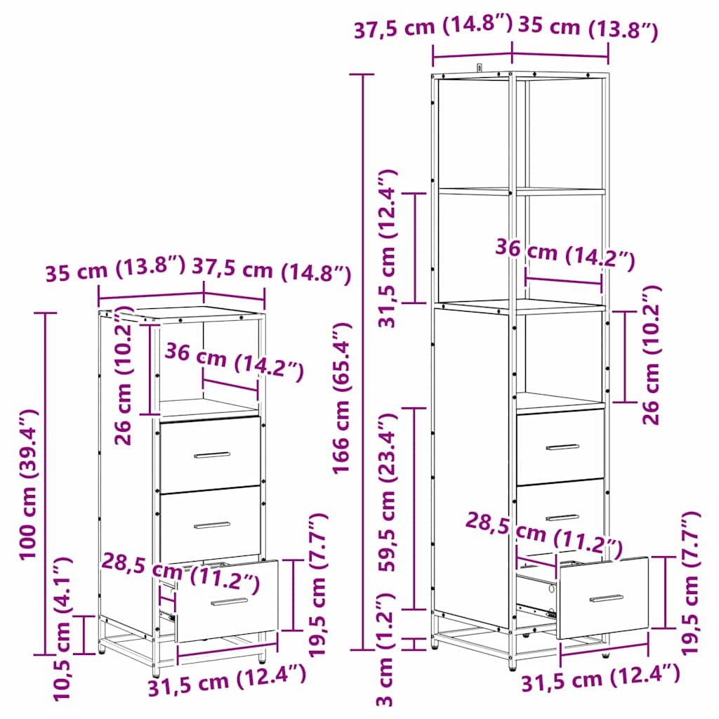 Juego de muebles de baño 4 pcs Roble Negro Madera de ingeniería