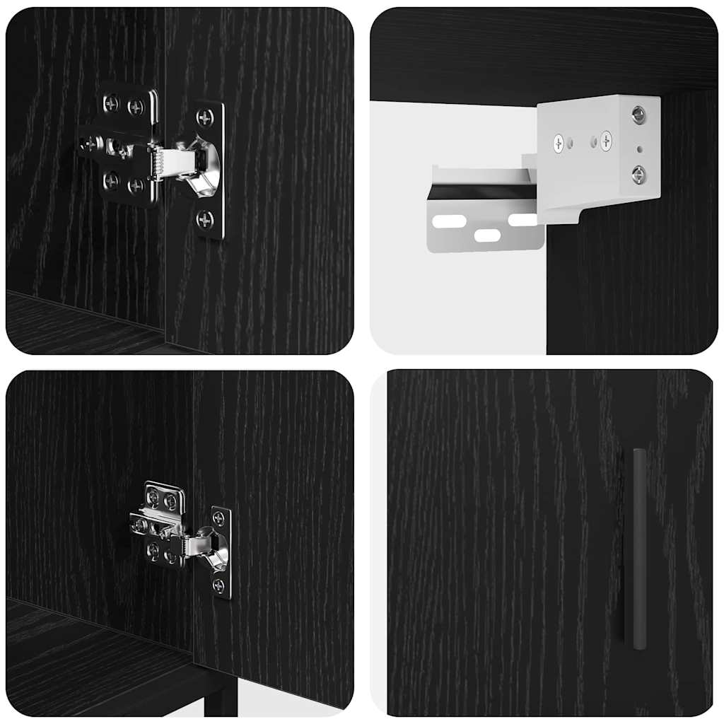 Juego de muebles de baño 3 pcs Roble Negro Madera de ingeniería