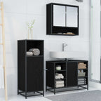 Juego de muebles de baño 3 pcs Roble Negro Madera de ingeniería