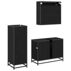 Juego de muebles de baño 3 pcs Roble Negro Madera de ingeniería