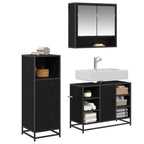 Juego de muebles de baño 3 pcs Roble Negro Madera de ingeniería