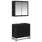 Juego de muebles de baño 2 pcs Roble Negro Madera de ingeniería