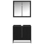 Juego de muebles de baño 2 pcs Roble Negro Madera de ingeniería