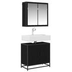 Juego de muebles de baño 2 pcs Roble Negro Madera de ingeniería