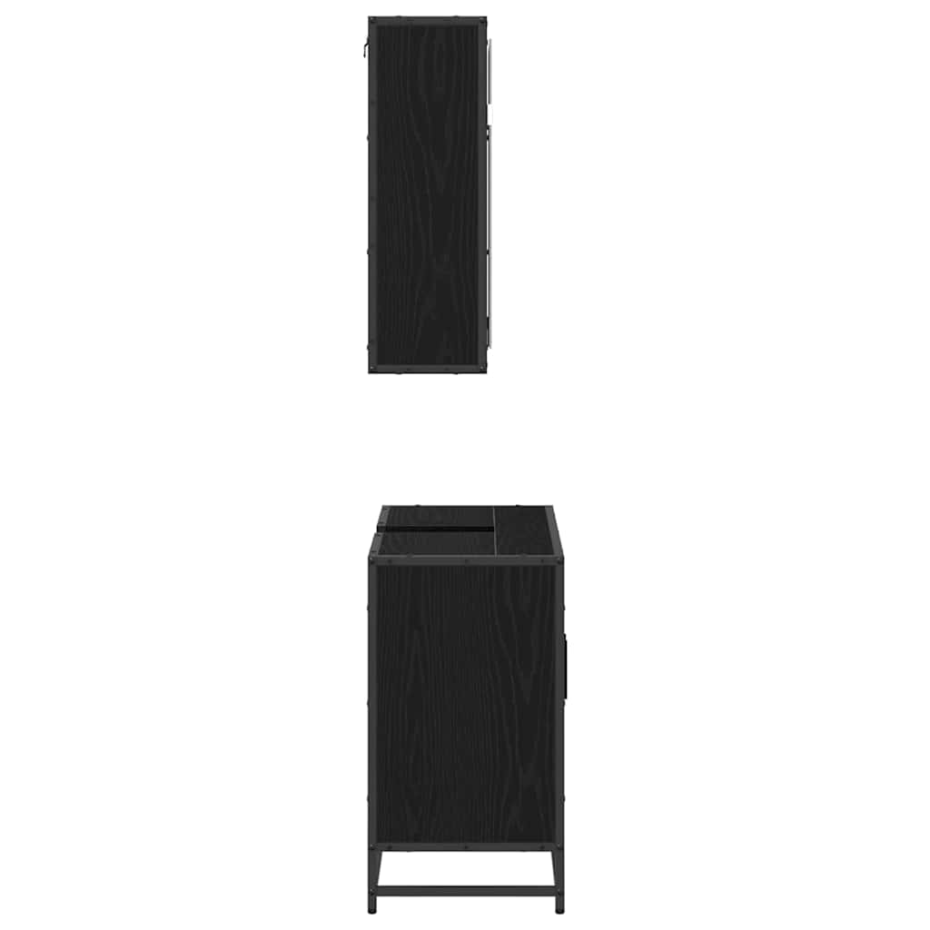 Juego de muebles de baño 2 pcs Roble Negro Madera de ingeniería