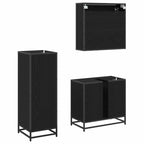 Juego de muebles de baño 3 pcs Roble Negro Madera de ingeniería