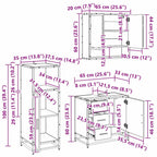 Juego de muebles de baño 3 pcs Roble Negro Madera de ingeniería