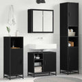 Juego de muebles de baño 4 pcs Roble Negro Madera de ingeniería