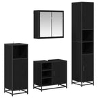 Juego de muebles de baño 4 pcs Roble Negro Madera de ingeniería