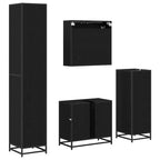 Juego de muebles de baño 4 pcs Roble Negro Madera de ingeniería