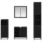 Juego de muebles de baño 4 pcs Roble Negro Madera de ingeniería