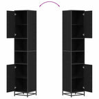Juego de muebles de baño 4 pcs Roble Negro Madera de ingeniería