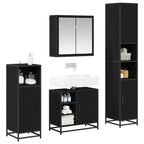 Juego de muebles de baño 4 pcs Roble Negro Madera de ingeniería
