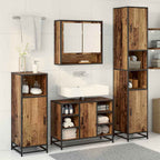 Juego de muebles de baño con estante 3 pcs Madera Vieja