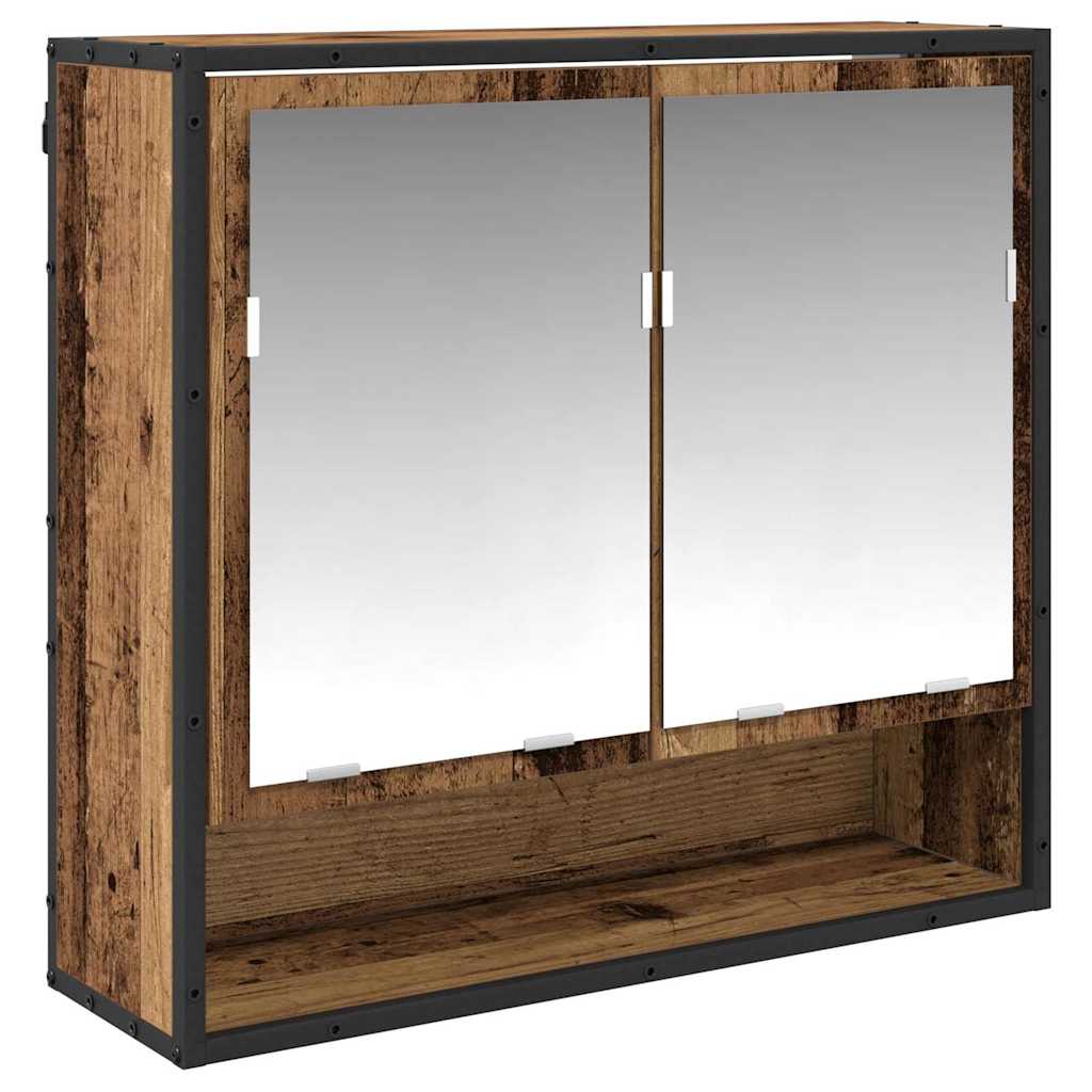 Juego de muebles de baño con estante 3 pcs Madera Vieja