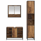 Juego de muebles de baño con estante 3 pcs Madera Vieja