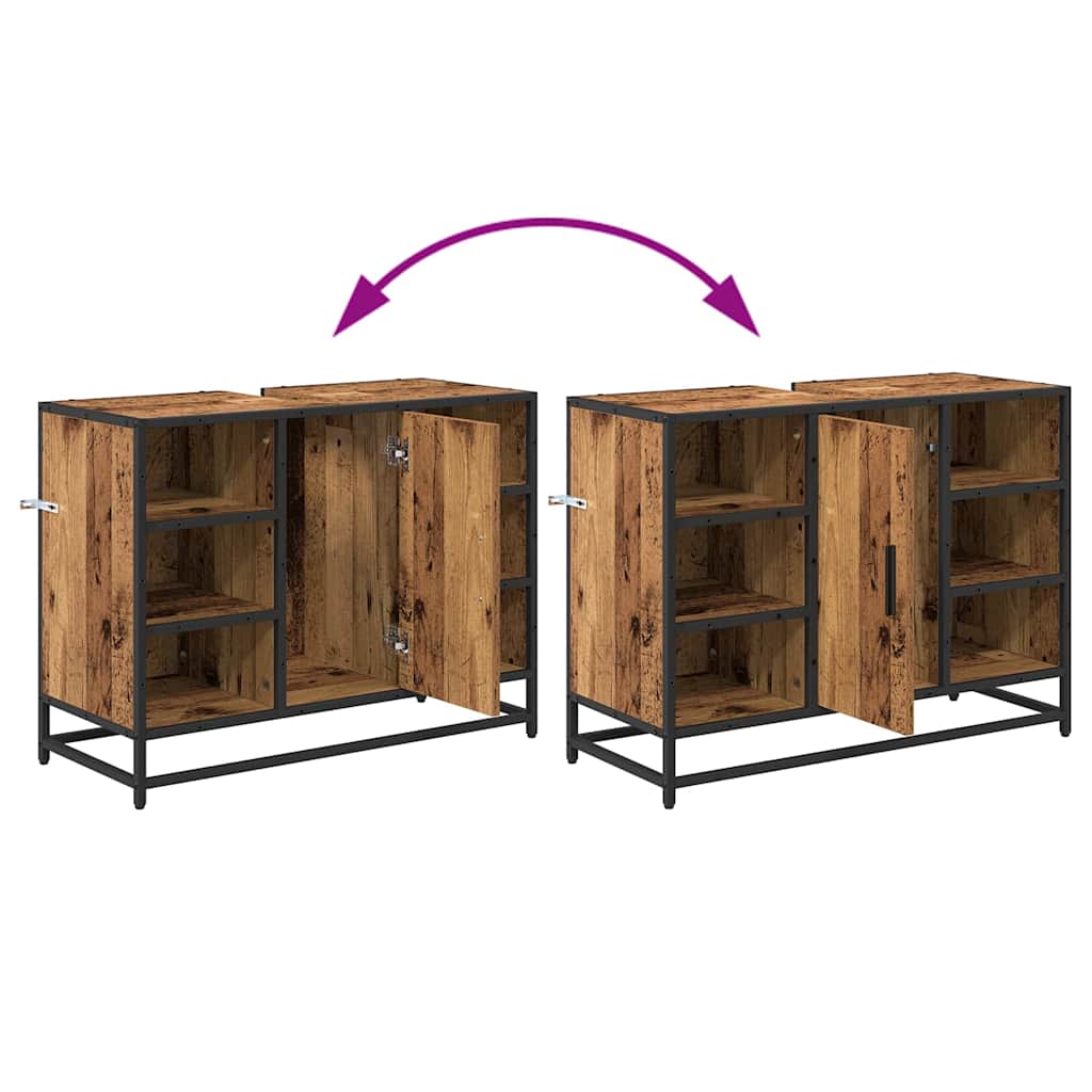 Juego de muebles de baño con estante 3 pcs Madera Vieja