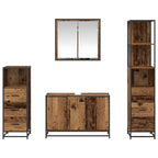 Juego de muebles de baño con cajón 4 pcs Madera envejecida