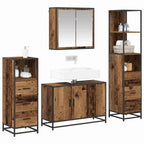 Juego de muebles de baño con cajón 4 pcs Madera envejecida
