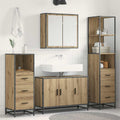 Juego de muebles de baño con cajón 4 pcs Roble artesanal