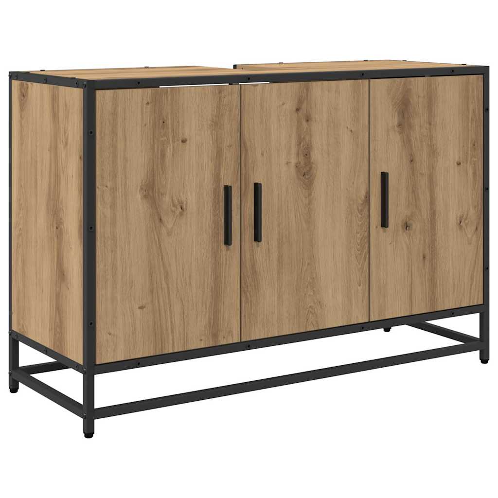 Juego de muebles de baño con cajón 4 pcs Roble artesanal