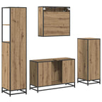 Juego de muebles de baño con cajón 4 pcs Roble artesanal