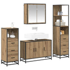 Juego de muebles de baño con cajón 4 pcs Roble artesanal