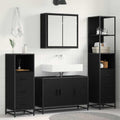 Juego de muebles de baño 4 pcs Roble Negro Madera de ingeniería