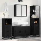 Juego de muebles de baño 4 pcs Roble Negro Madera de ingeniería