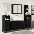 Juego de muebles de baño 4 pcs Roble Negro Madera de ingeniería