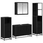 Juego de muebles de baño 4 pcs Roble Negro Madera de ingeniería