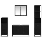 Juego de muebles de baño 4 pcs Roble Negro Madera de ingeniería