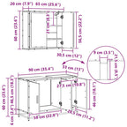 Juego de muebles de baño 4 pcs Roble Negro Madera de ingeniería