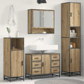 Juego de muebles de baño con cajón 3 pcs Roble artesanal