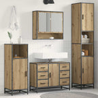 Juego de muebles de baño con cajón 3 pcs Roble artesanal