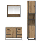 Juego de muebles de baño con cajón 3 pcs Roble artesanal