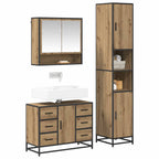 Juego de muebles de baño con cajón 3 pcs Roble artesanal