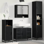 Juego de muebles de baño 3 pcs Roble Negro Madera de ingeniería