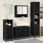 Juego de muebles de baño 3 pcs Roble Negro Madera de ingeniería