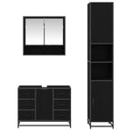 Juego de muebles de baño 3 pcs Roble Negro Madera de ingeniería