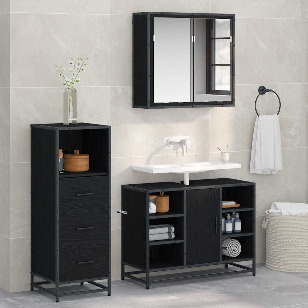 Juego de muebles de baño con cajón 3 pcs Madera envejecida