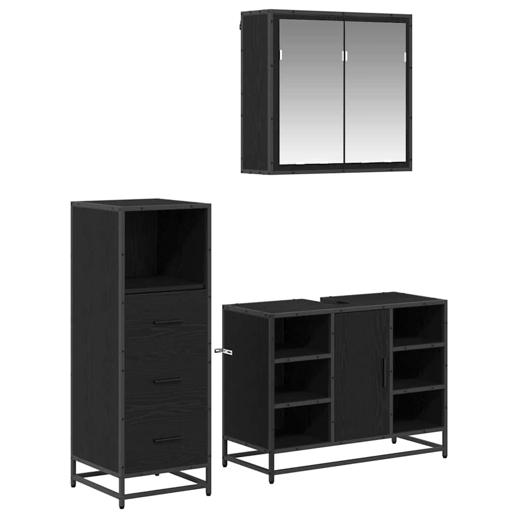 Juego de muebles de baño con cajón 3 pcs Madera envejecida