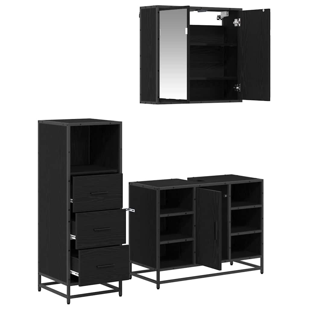 Juego de muebles de baño con cajón 3 pcs Madera envejecida