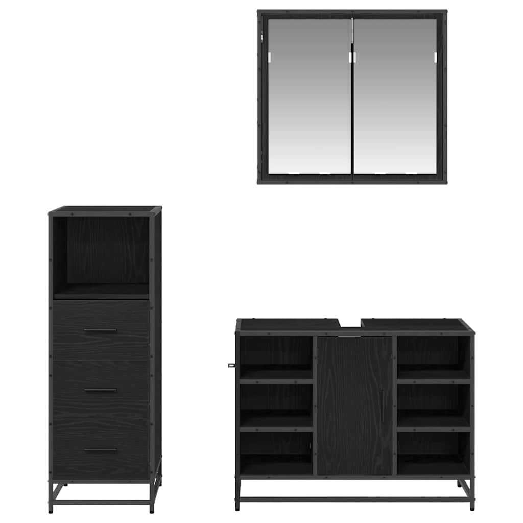 Juego de muebles de baño con cajón 3 pcs Madera envejecida