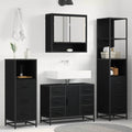 Juego de muebles de baño 3 pcs Roble Negro Madera de ingeniería