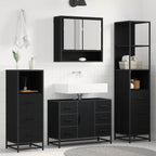 Juego de muebles de baño 3 pcs Roble Negro Madera de ingeniería