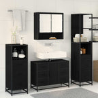 Juego de muebles de baño 3 pcs Roble Negro Madera de ingeniería