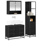 Juego de muebles de baño 3 pcs Roble Negro Madera de ingeniería