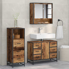 Juego de muebles de baño con cajón 3 pcs Madera envejecida