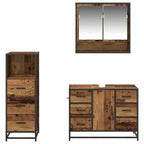 Juego de muebles de baño con cajón 3 pcs Madera envejecida